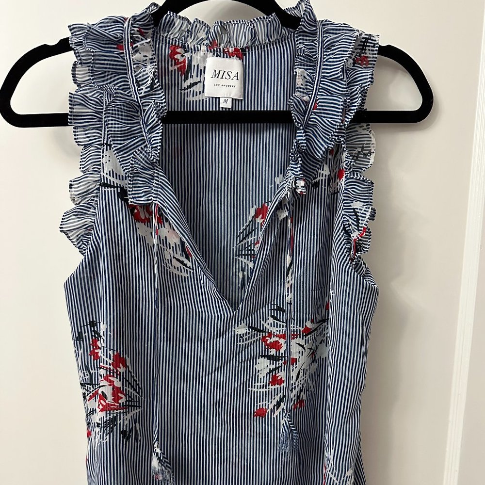 Misa Los AngelesStripe and Floral Blouse, Women's Medium
